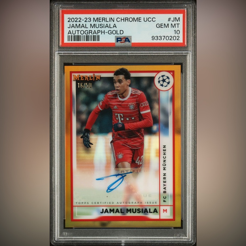2022 Topps Merlin Chrome Jamal Musiala Gold /50 Auto PSA 10  FC Bayern